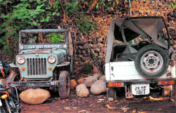 Vehicles of the Health Department lie dumped at Ayurvedic Hospital in Jammu