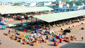 A view of the Narwal fruit and vegetable market