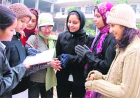 Students come to college covered with woollens in Ludhiana