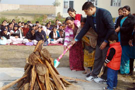 Lohri celebrations in progress at the Kenway College of Education, Abohar.