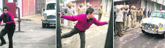 Anoop, working with the Umeed (Society for rehabilitation and social integration of the mentally challenged), rushes to the gate upon seeing a car with a red beckon; opens the gate, as policemen, deployed to keep a vigil for the Rathore case hearing, stand with their hands in the pocket; and policemen do what they do best — salute.