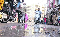 The sorry state of a road leading to Har-ki-Pauri in Haridwar 