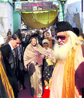 Bangladesh Prime Minister Sheikh Hasina at the shrine of Khwaja Moinuddin Chishti in Ajmer on Wednesday.