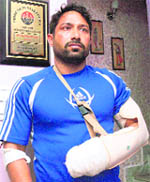 International handball player Rajnish, who is also a sub-inspector in the Punjab police.