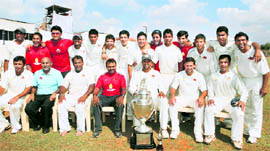 Mumbai players with the trophy on Thursday