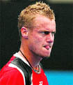 Lleyton Hewitt reacts after losing a point against Marcos Baghdatis during the Sydney International tournament on Thursday