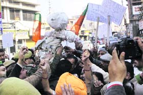 BJP activists protest against the Chinese intrusion into the Ladakh region, in Jammu