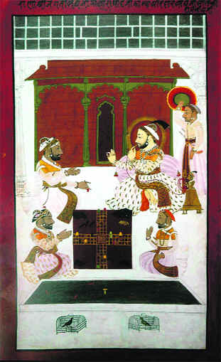 Maharana Jawan Singh of Mewar playing chaupar