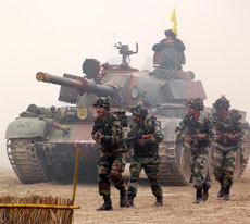 Army jawans in action during the Know your Army exhibition in Ferozepur that was orgaised by the Golden Arrow Division