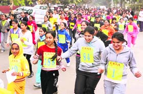 Girls take part in the mini-marathon at Carmel Convent School, Sector 9, Chandigarh