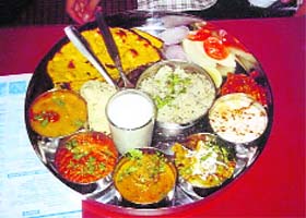 A thali at Uss Da Dhaba in Dehradun