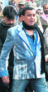 Actor Mithun Chakraborty outside the hospital where Basu died.