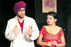 A scene from a play, Doctor Palta, presented at Sunday, Theatre, Jammu, on Sunday.
