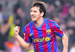 Lionel Messi celebrates a goal on Saturday.