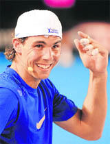 Defending champion Rafael Nadal during a charity match in Melbourne on Sunday.