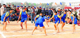 A kabaddi match in progress on Sunday.