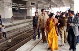 Haryana Urban Development Authority administrator Deepti Umashankar and deputy commissioner Rajinder Kataria on Monday inspect the Sector-29 City Center Metro station in Gurgaon