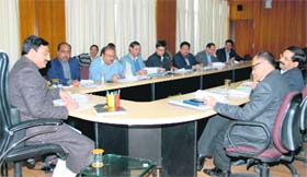 Uttarakhand Chief Minister Ramesh Pokhriyal Nishank holds a review meeting of the Panchayat Yuva Kreeda aur Khel Abhiyan Yojana in Dehradun
