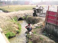 The drain at Jwalapur, Balmiki Nagar, in Haridwar that discharges effluents into the Ganga.