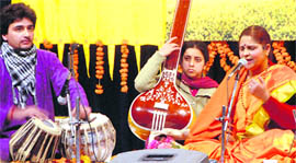 Artistes perform during the Aai Basant Bahar at the Bhartiya Vidya Bhawan in Chandigarh on Wednesday.