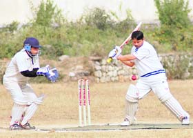 A batsman in action at the 58th District Cricket League in Dehradun