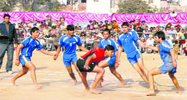 A Kho-Kho match in progress on Wednesday