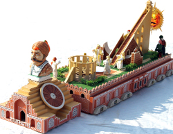 Model of the Jantar Mantar tableau that would lead the procession of tableaus of different states, during the national Republic Day parade at Rajpath this time. 