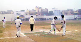 A match between Saharanpur and Roorkee in progress at the Nehru Cricket Stadium in Roorkee on Thursday