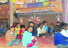 Labourers children at a creche in Panchkula