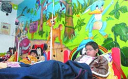 Thalassemic children undergo blood transfusion at the Thalassemic Ward of the Civil Hospital in Jalandhar.