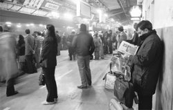 People wait for the Shatabdi Express to arrive at the Chandigarh railway stationon Friday. 