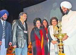 Governor of Puducherry Iqbal Singh inaugurates the First International Punjabi Film Festival in New Delhi on Friday.