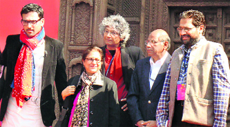 Noted human rights activist Asma Jehangir (second from left) at the Jaipur literary fest on Saturday.