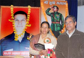 K. Unnikrishnan and his wife Dhanalakshmi at a function organised on the occassion of the 114th birthday of Netaji Subhas Chandra Bose in Jalandhar