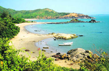 The name Om beach comes from its unusual shape that resembles the sacred sign of Om