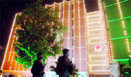 The Election Commission building in New Delhi is illuminated on the occasion of its diamond jubilee on Sunday.