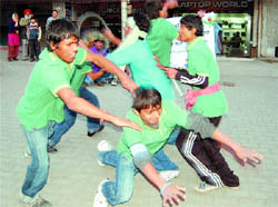 A nukkad natak being staged in Amritsar.
