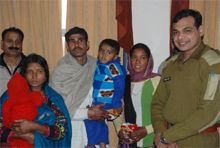 The four-year-old abducted child was reunited with his parents after the police recovered him from Jalandhar, in Bathinda on Monday.