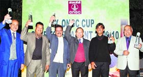The ONGC golf team after winning the 10th ONGC Cup Golf Tournament in Dehradun