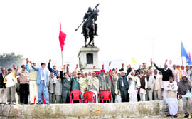 A view of the participants in a function at Rewari, marking the 413th death anniversary of Maharana Pratap.