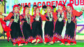 Students of Him Academy Public School, Hamirpur, present a cultural programme at its eleventh prize distribution function