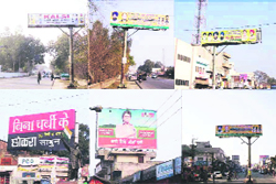 Signages have been covered with advertisements at the main chowk in Samrala.