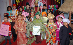 Kids chose burning themes during the fancy dress competition at Abohar on Monday.