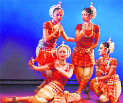 Artistes of Suntra Dance Theatre Group of Malaysia perform at Tagore Theatre in Chandigarh on Wednesday. 