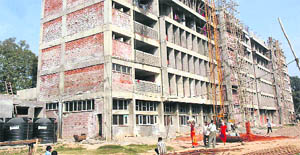 The girls hostel, which was expected to be completed last year. 