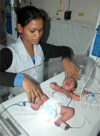 A newborn girl, who was found abandoned in Faridabads Sector 9, undergoes treatment at BK Hospital