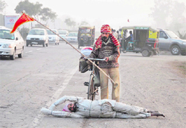  This devotee was seen rolling on the national highway in Karnal. 