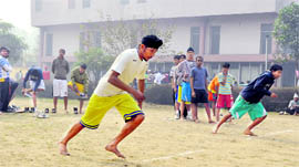 Participants in action during the trials in Ludhiana on Thursday.