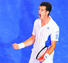Andy Murray celebrates a point during his semifinal against Marin Cilic on Thursday.