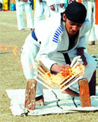choolboys perform at Guru Nanak Stadium in Amritsar during the Republic Day function